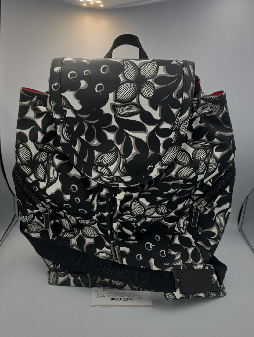 Christian Louboutin Black & White Floral Explorafunk Backpack (NWT)COA🖤🤍